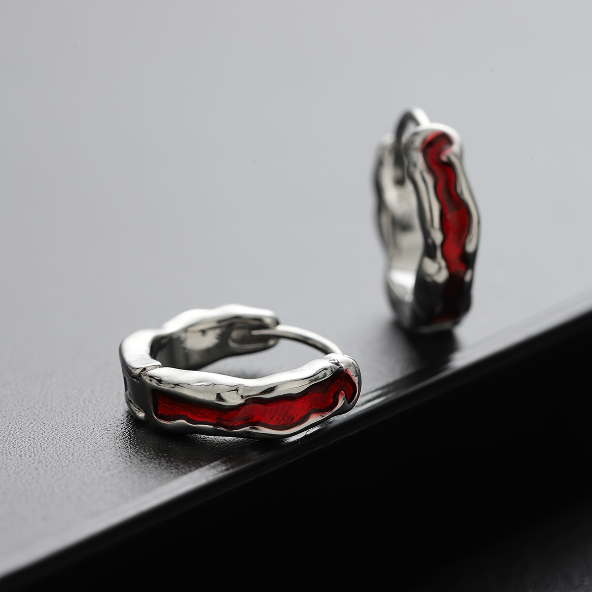 Gothic Punk Earrings Red K Plated Alloy Copper Ear Posts